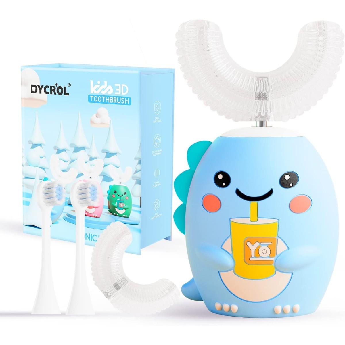 Dinosaur U-Shaped Sonic Toothbrush (Ages 2-6, Blue)